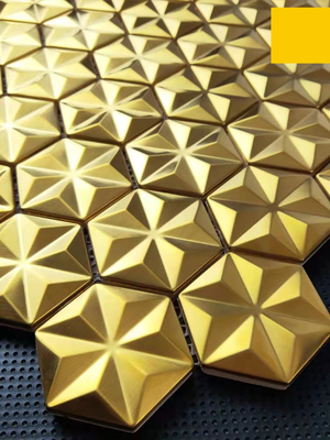Hexagonal Emas Logam Mosaik Bata Rumah Kamar Mandi Stiker Dinding Latar Belakang Dinding